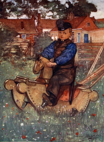 Un ragazzo di Veere a cavallo di un cavallo a dondolo, 1904 da Nico Jungman