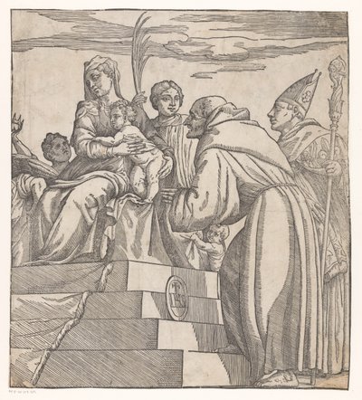 Doge Francesco Donato inginocchiato davanti a Maria e Cristo (metà destra) da Nicolò Boldrini (attributed to)