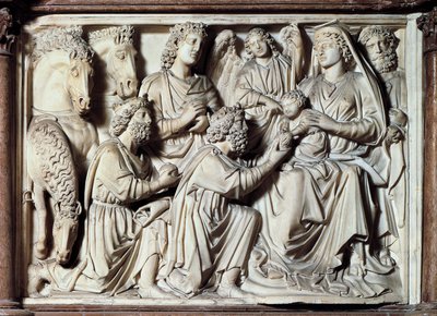 Adorazione dei Magi, piastrella dal pulpito con scene della vita di Cristo da Nicola Pisano