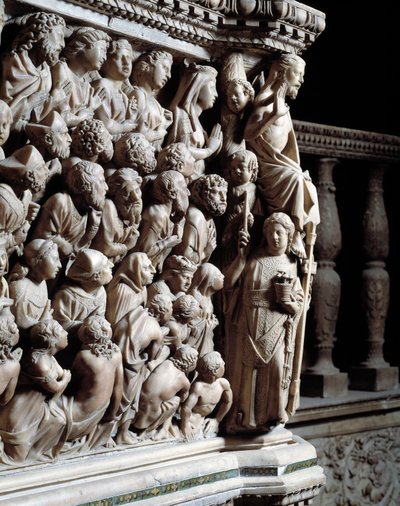 Giudizio Universale, gli eletti (dettaglio dal pulpito) da Nicola Pisano