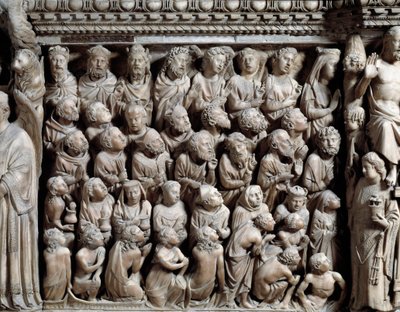 Giudizio Universale, gli eletti, dettaglio del Pulpito da Nicola Pisano