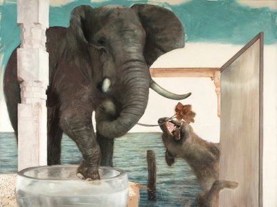 Elefante con cane da Nicola Pucci