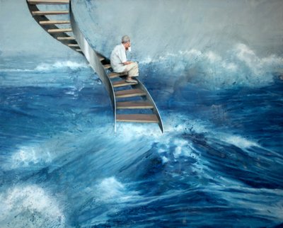 Uomo seduto su una scala, 2016 da Nicola Pucci