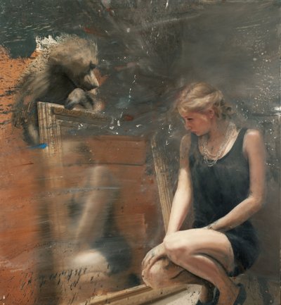 Donna allo specchio con babbuino, 2019 da Nicola Pucci