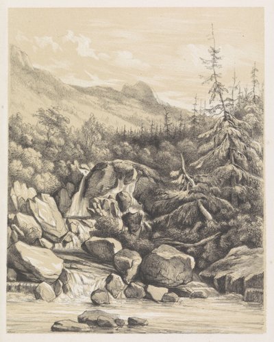 Paesaggio montano con cascata da Nicolaas Barnouw