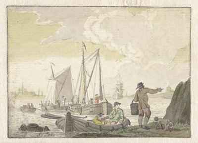 Veduta del fiume con navi da Nicolaes Aartman