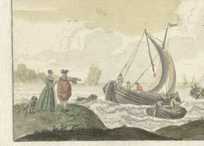 Navi su un fiume ventoso da Nicolaes Aartman