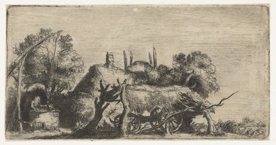 Paesaggio con un pozzo e un carro da Nicolaes Anthoni Flinck (attributed to)