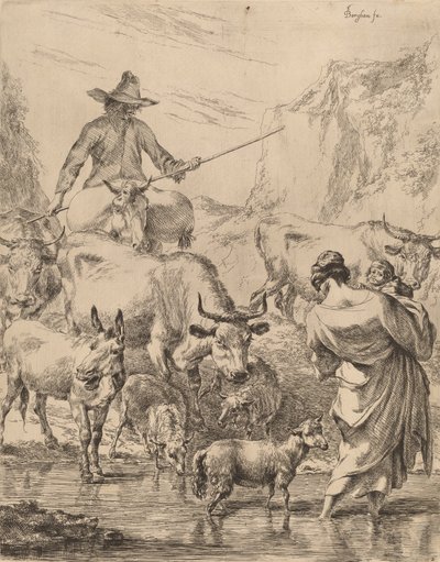 Mandria che attraversa il ruscello da Nicolaes Berchem
