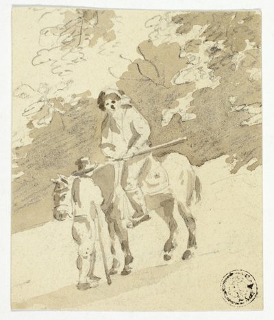 Uomo a cavallo che parla con uomo a piedi da Nicolaes Berchem