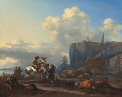 Veduta di un porto italiano, primi anni 1660 da Nicolaes Berchem
