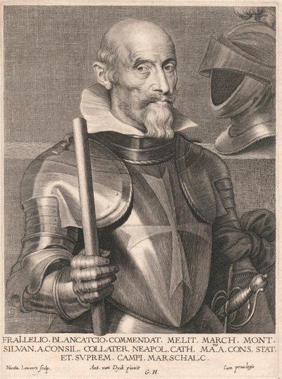 Frai.Lelio. Blancatcio. Commendat, Melit. March. Mont. Silvan. a.Consil. Collater. Neapol. Cath. Matis. a. Cons. Stat. et. Suprem. Campi. Arcschalc. da Nicolaes Lauwers