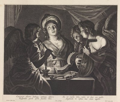 Santa Cecilia con tre angeli musicanti da Nicolaes Lauwers