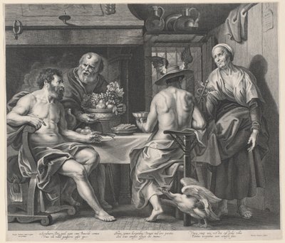 Giove e Mercurio Ospitati da Filemone e Bauci da Nicolaes Lauwers, after Jacob Jordaens