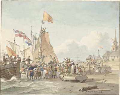 Arrivo del principe Guglielmo Federico a Scheveningen, 30 novembre 1813 da Nicolaes Lodewick Penning (signed by artist)