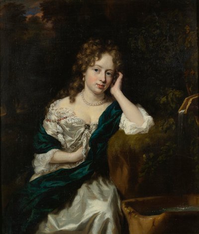 Ritratto di una signora presso una fontana da Nicolaes Maes