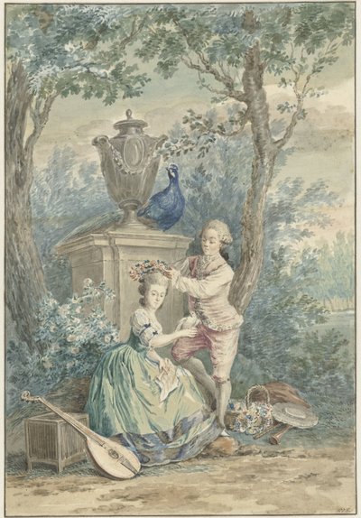 Coppia elegante in un parco da Nicolaes Muys