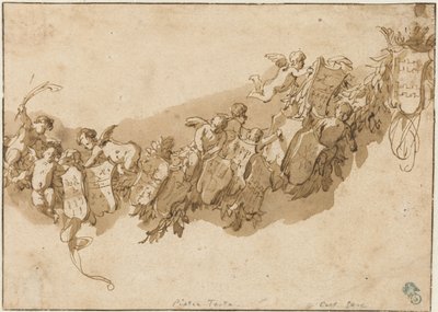 Ghirlanda araldica circondata da angeli da Nicolaes Pietersz Berchem (possibly)