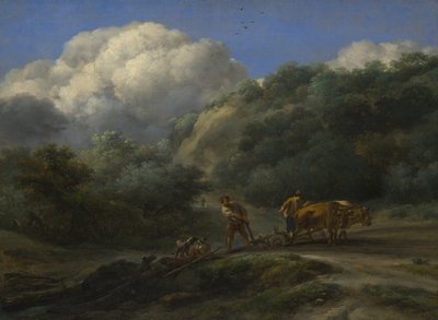 Un uomo e un giovane che arano con i buoi da Nicolaes Pietersz. Berchem