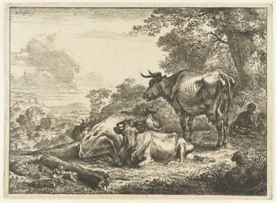 Tre mucche riposanti da Nicolaes Pietersz Berchem