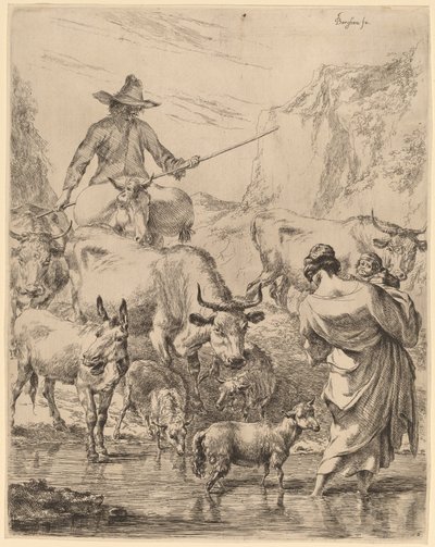 Mandria che Attraversa il Ruscello da Nicolaes Pietersz Berchem