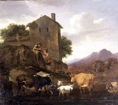 Mandriani con bovini e capre da Nicolaes Pietersz. Berchem
