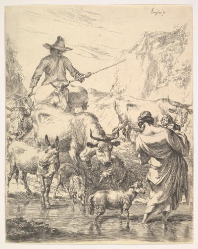 Il Gregge che Attraversa il Ruscello da Nicolaes Pietersz. Berchem