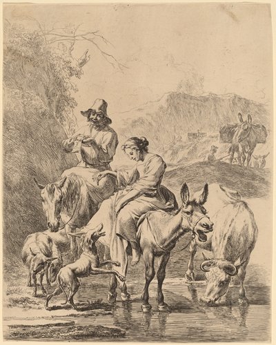 Pastorella su un asino da Nicolaes Pietersz Berchem