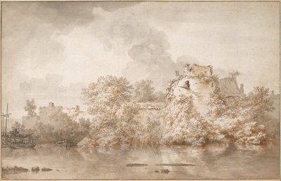 Paesaggio fluviale vicino a Montfoort da Nicolaes Pietersz. Berchem