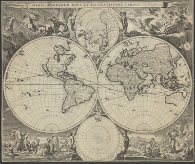 Orbis terrarum nova et accuratissima tabula, ca 1690 da Nicolaes Visscher