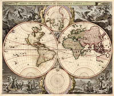 Orbis terrarum nova et accuratissima tabula, ca 1690 da Nicolaes Visscher