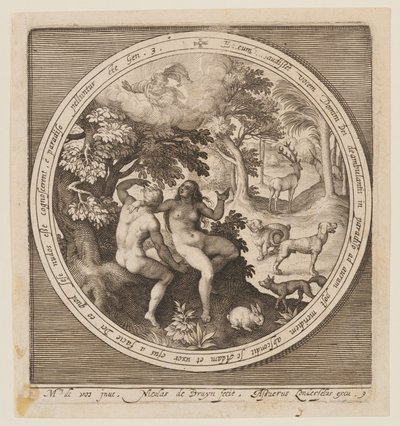 Adamo ed Eva nascosti al Signore, dalla creazione alla cacciata dal paradiso da Nicolaes de Bruyn