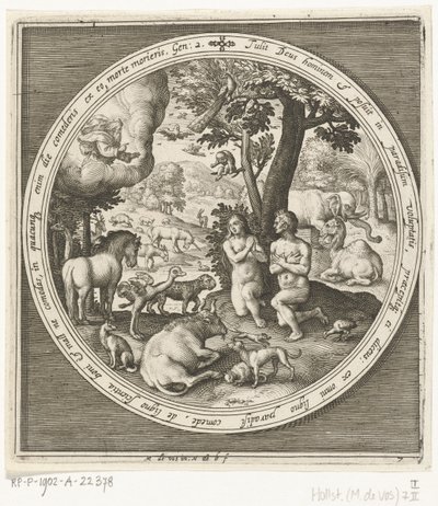 Il settimo giorno della creazione: Adamo ed Eva in paradiso da Nicolaes de Bruyn