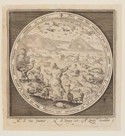 Quinto giorno: La creazione degli uccelli e dei pesci, dalla creazione alla cacciata dal paradiso da Nicolaes de Bruyn