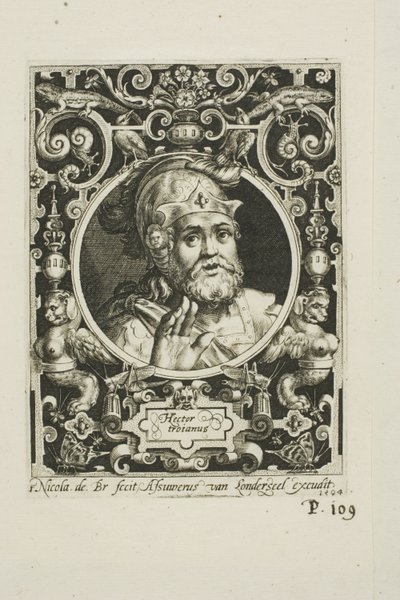 Ettore di Troia, piatto unico de I nove degni di nota da Nicolaes de Bruyn