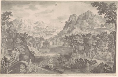 Osea e la donna adultera in un paesaggio da Nicolaes de Bruyn