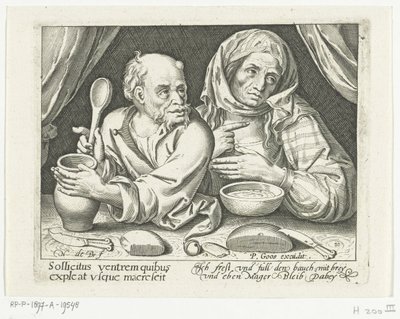 Uomo e donna mangiano pappa da Nicolaes de Bruyn