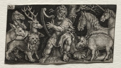 Orfeo che incanta gli animali da Nicolaes de Bruyn