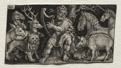 Orfeo che incanta gli animali, 1594 da Nicolaes de Bruyn