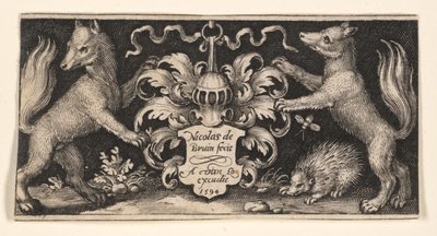 Piatto del titolo con due volpi, da Combattere le chimere e scene dalle favole di Esopo da Nicolaes de Bruyn