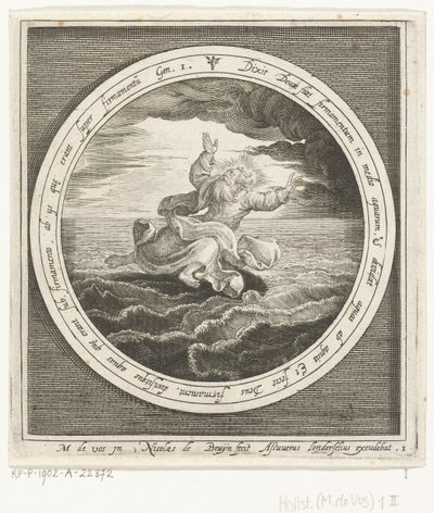 Secondo giorno della creazione: Dio separa le acque in cielo e mare (serie: Dalla creazione alla cacciata dal paradiso) da Nicolaes de Bruyn