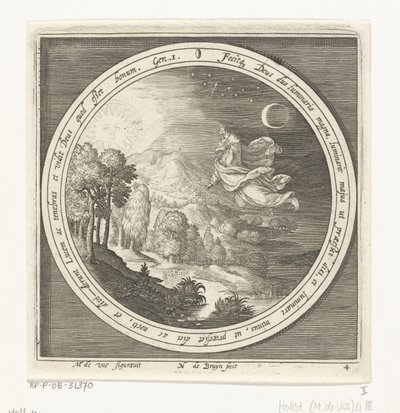 Quarto giorno della creazione: Dio crea il sole, la luna e le stelle da Nicolaes de Bruyn