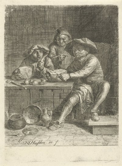 Contadini a un tavolo con pane da Nicolaes van Haeften