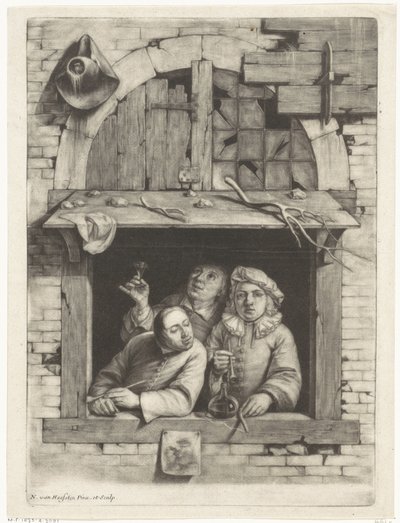 Tre fumatori a una finestra da Nicolaes van Haeften
