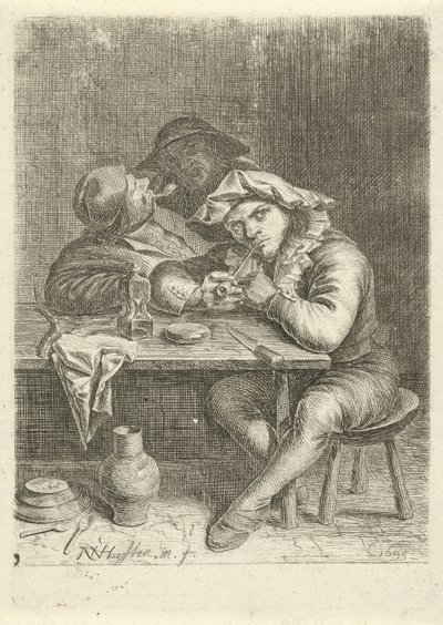 Due fumatori a un tavolo da Nicolaes van Haeften