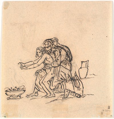 Anacreonte e Amarilli che si scaldano le mani su un braciere da Nicolai Abildgaard
