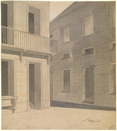 Scena di strada antica. Probabilmente uno studio per il dipinto di Terenzio con Chremes che ascolta da Nicolai Abildgaard