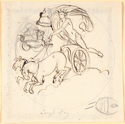 Apollo guida il suo carro solare verso il basso; in alto il segno zodiacale del Capricorno incorniciato da un cerchio. Il motivo rappresenta il giorno più lungo da Nicolai Abildgaard