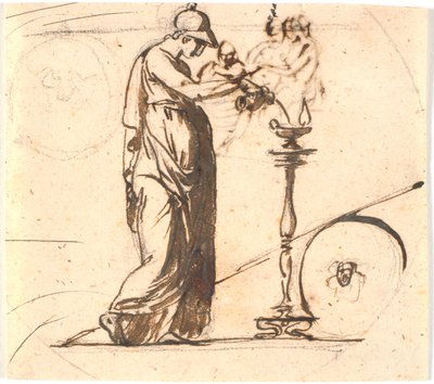Atena versa olio su una lampada da Nicolai Abildgaard