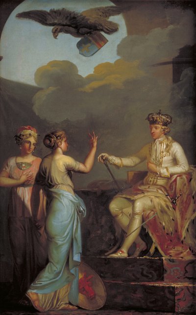 Cristiano VII unisce la parte ducale con quella reale di Holstein nel 1773 da Nicolai Abildgaard